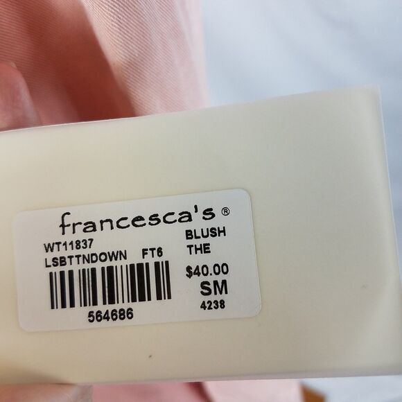 Harper Francesca's Blush Button Down Long Sleeve Viscose Roll Tab Sleeve Small - Picture 6 of 9